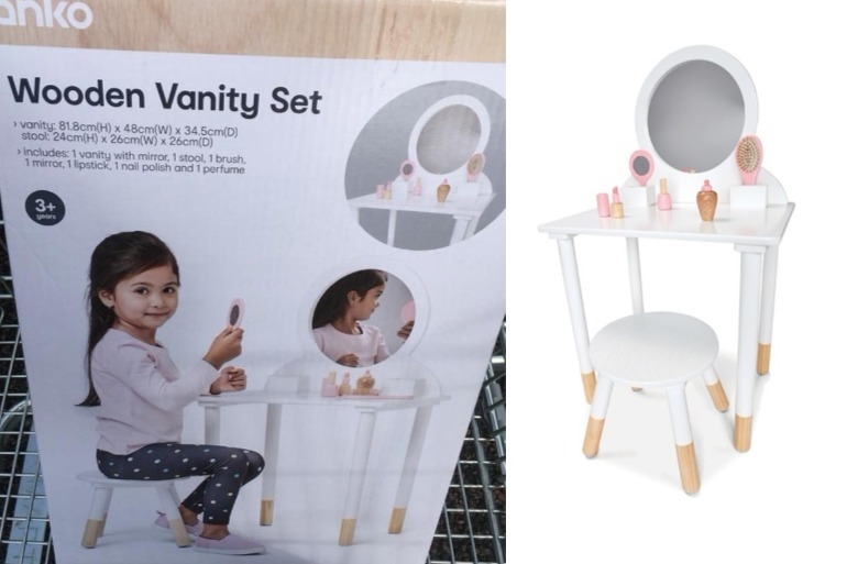 kids wooden vanity table