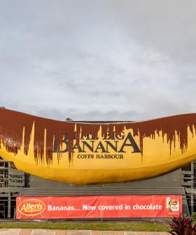 Iconic Big Banana Splattered With Chocolate-Like Syrup