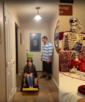 Self-Isolating Family Re-Create Disneyland Ride In Their Lounge Room
