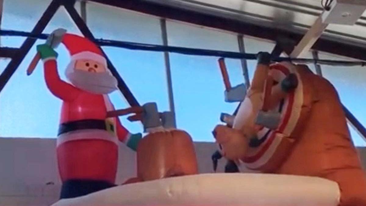 Bunnings Has A New ‘Axe Throwing Santa’ Inflatable That Could Easily
